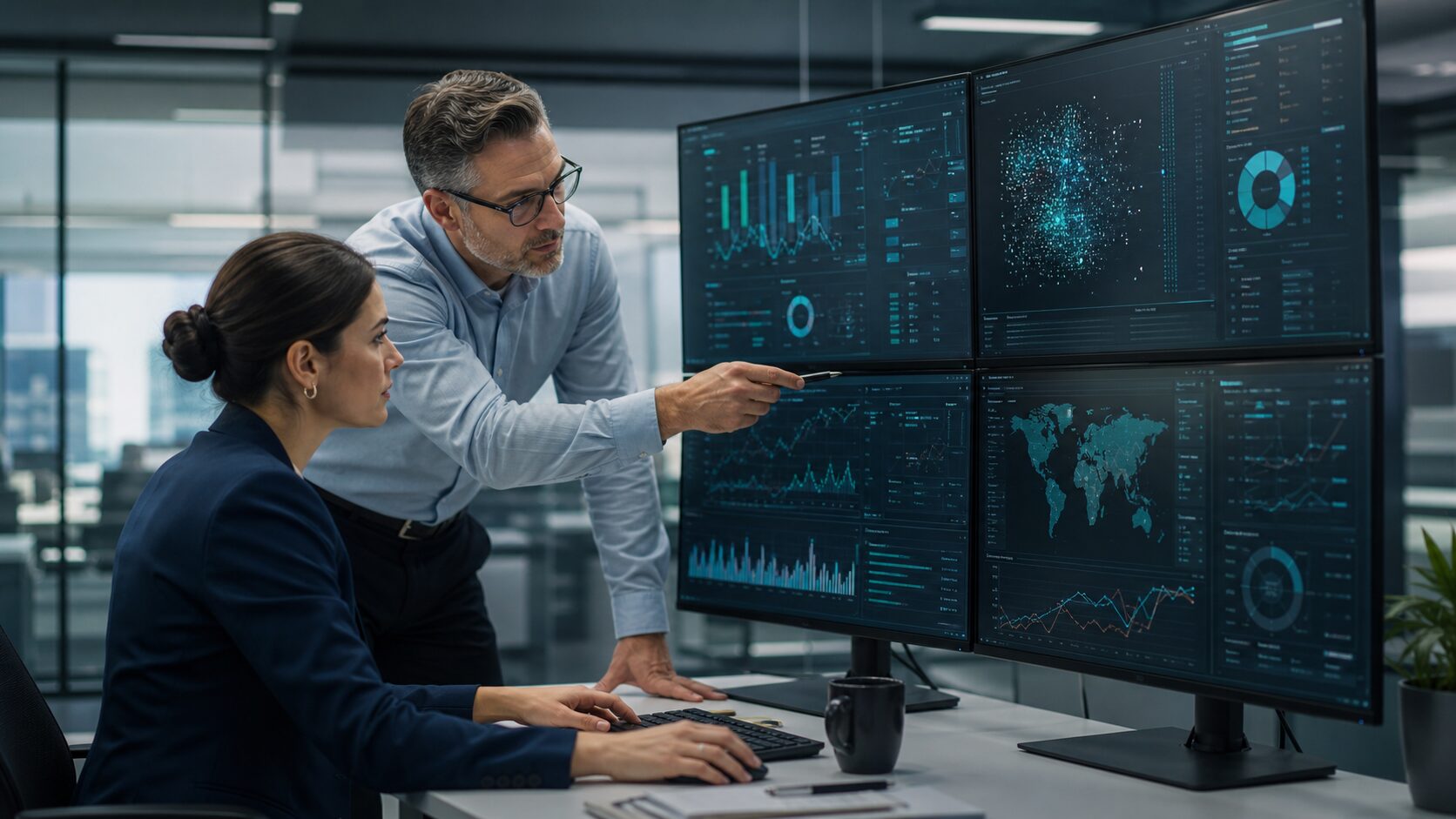 Enterprise professionals reviewing data security controls